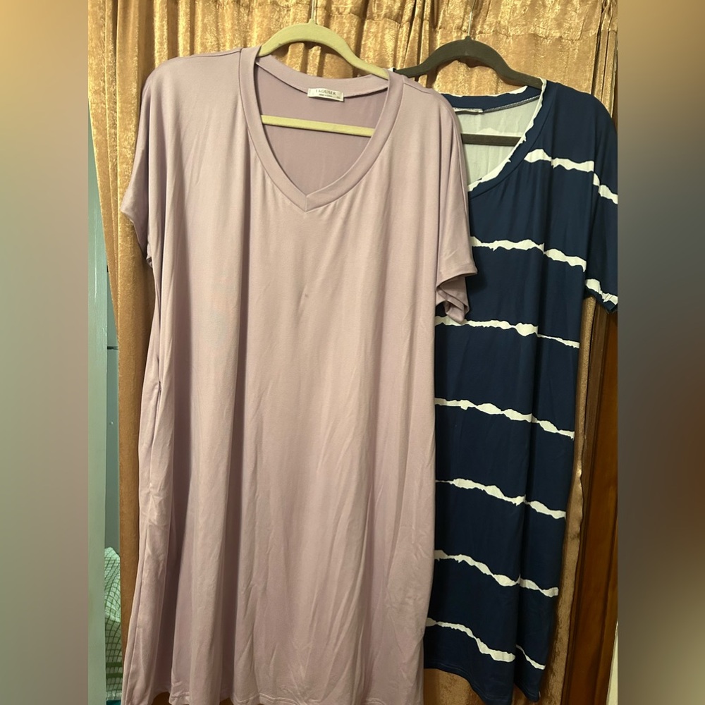 Night /lounge long shirts/gown. Two.